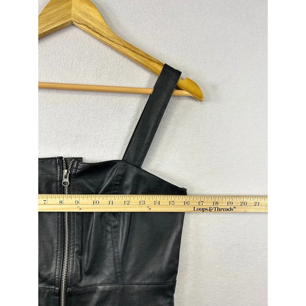 Wild‎ Fable Black Faux Leather Zip Front Pinafore Mini Dress Women's Size S - Picture 5 of 10